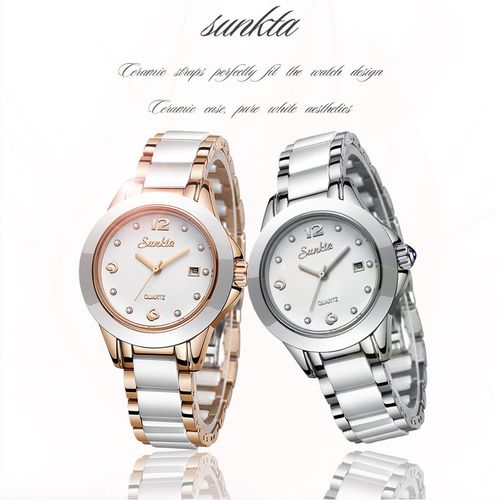💎💖Fashion Women's Ceramic Wrist Watch, Dress Watches, Stainless Steel, Waterproof