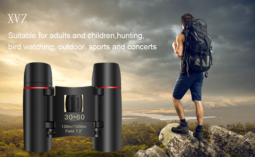 Mini Binoculars,XVZ 30x60 Portable Pocket Foldable Binoculars with Multi Blue Coated and Waterproof for Bird Watching,Mountaineering,Outdoor Hunting,Hiking Travel,Concert,Watching Performances