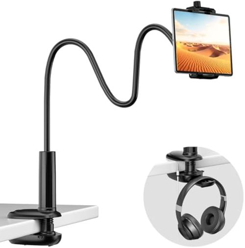 🚀💥  Lamicall Gooseneck Phone Holder for Bed  for Desk, Headboard, Bed, Bedside, Table, Flexible Gooseneck Long Arm Stand, Overhead Cell Phone Clamp Mount