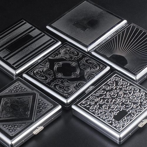 🔥🥂Unisex Cigarette Case Vintage Antique Style Silver Etched Design Metal