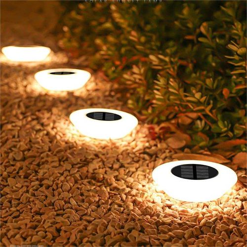 Garden Ground Solar Lights 14 LED Round ABS White Warm IP65 Waterproof Polysilicon Garden Court Yard Decoration Stake Lamps