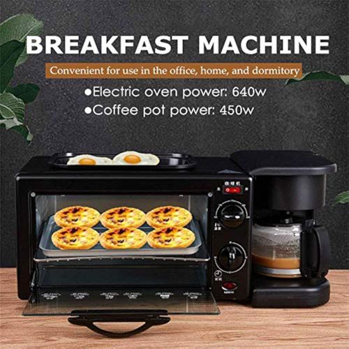 3-in-1 Breakfast Station, Portable Breakfast Maker with Coffee Maker, Non-Stick Pan, Versatile Breakfast Maker, Toaster Oven with 30-Minute Timer, for Apartments and Kitchens