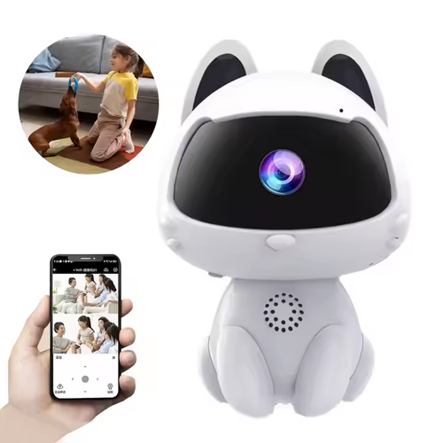 Cartoon Cat Shaped 1080P HD Surveillance Camera Two-Way Audio Night Vision Motion Detection Wi-Fi Security Wireless Camera Defense Zone Security Camera