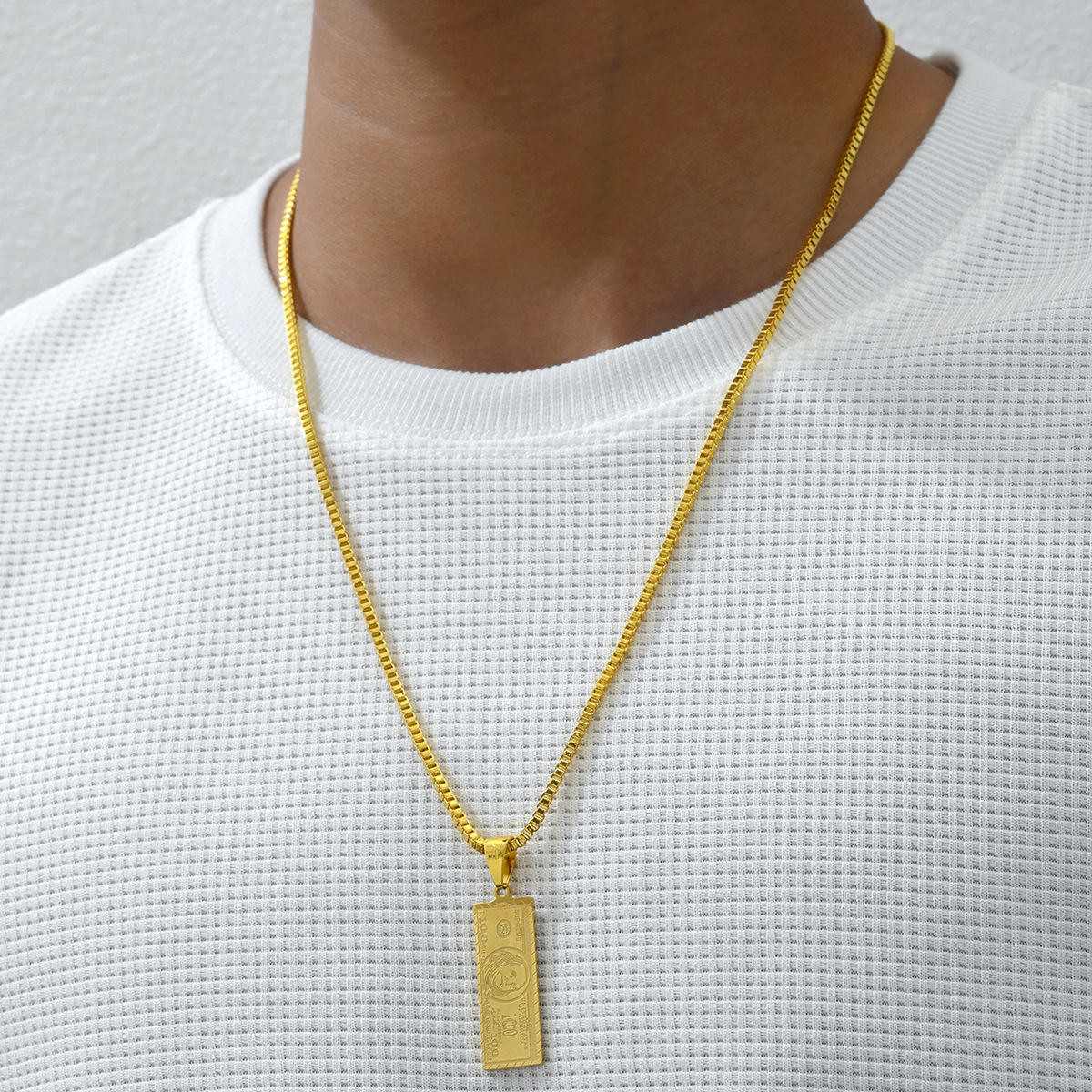 Gold-plated US dollar cash necklace