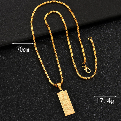 Gold-plated US dollar cash necklace