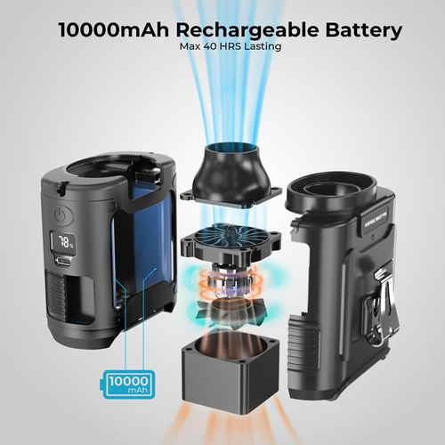 USB Rechargeable Waist Fan with Clip & Power Bank