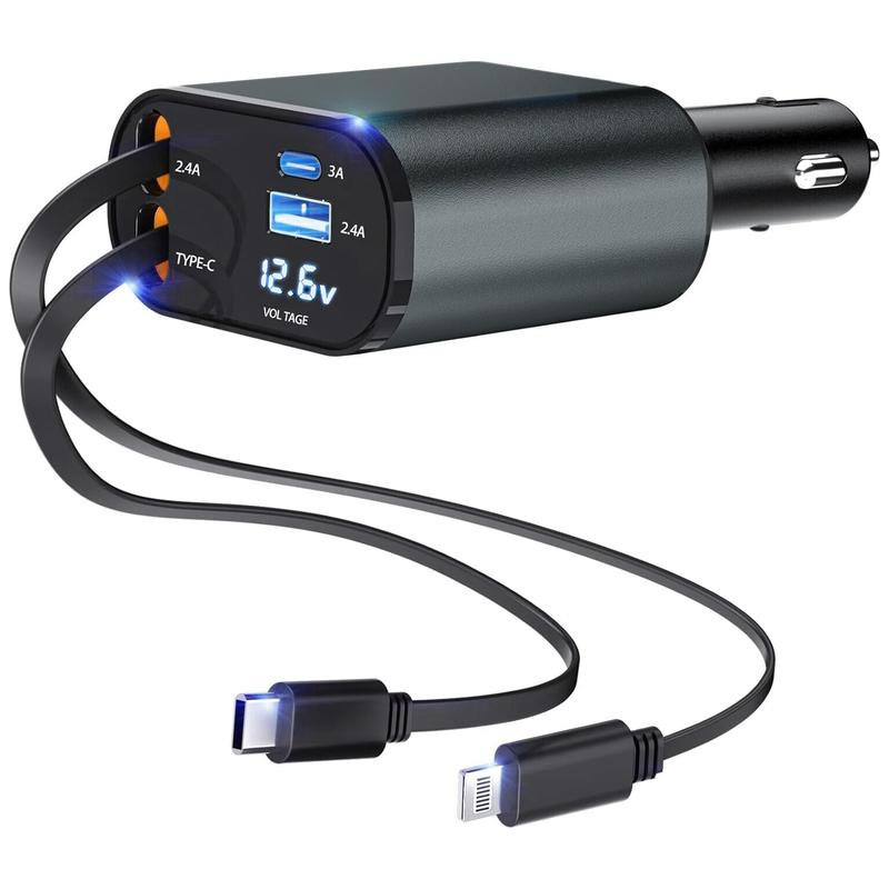 4-in-1 Retractable Car Charger,