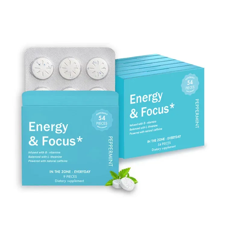 Hot Selling Caffeine Peppermint Flavor Mint Tablets Vitamin Supplement Support Mood Nerve Function Energy Focus