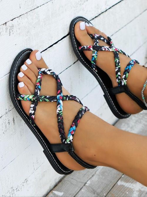 Women's Fashionable Ditsy Floral Pattern Sandals, Casual Comfortable Flat Sandals for Summer, Female All-match Toe Thong Shoes for Daily Wear, Gifts for Her X0001👠👠👡👡