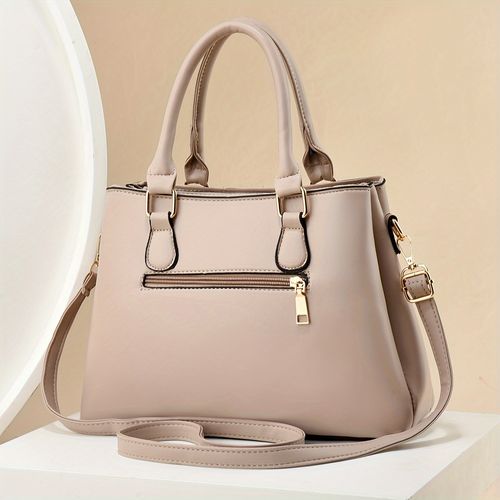 Fashionable ladies' large capacity handbag - plaid pattern design, three-layer pocket, zipper closure - optional colors: khaki, green, black B0002👜👡👜👠👜