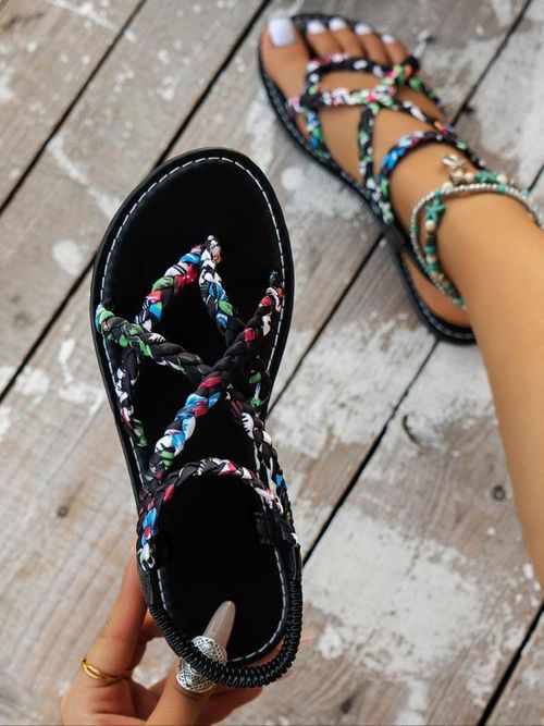 Women's Fashionable Ditsy Floral Pattern Sandals, Casual Comfortable Flat Sandals for Summer, Female All-match Toe Thong Shoes for Daily Wear, Gifts for Her X0001👠👠👡👡
