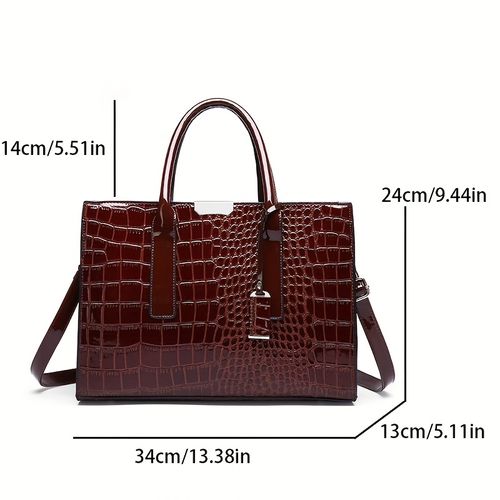 Women's fashionable crocodile pattern handbag, European-style large-capacity one-shoulder crossbody tote bag, the first choice for travel gifts B0004👜👠👜👠