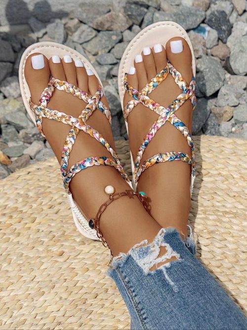 Women's Fashionable Ditsy Floral Pattern Sandals, Casual Comfortable Flat Sandals for Summer, Female All-match Toe Thong Shoes for Daily Wear, Gifts for Her X0001👠👠👡👡