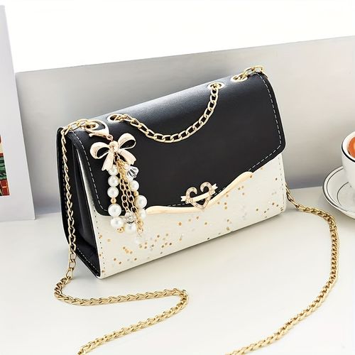 Fashion ladies flip metal chain, tassel hanging decoration shoulder bag for women shopping handbag, lightweight, portable, suitable for girls, female college students, teachers, office, university, work, business, commuting, travel, outing, shopping, vacation, beach perfect. It is the best gift for family, mother, lover, friends, classmates and yourself, Christmas, Valentine's Day, perfect Valentine's Day gift  XB0001👜👜👠👡