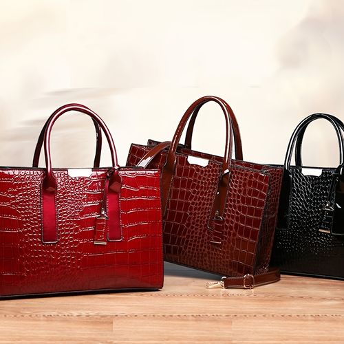 Women's fashionable crocodile pattern handbag, European-style large-capacity one-shoulder crossbody tote bag, the first choice for travel gifts B0004👜👠👜👠