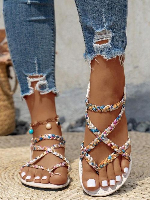 Women's Fashionable Ditsy Floral Pattern Sandals, Casual Comfortable Flat Sandals for Summer, Female All-match Toe Thong Shoes for Daily Wear, Gifts for Her X0001👠👠👡👡