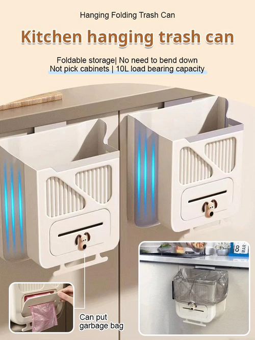 💥 Handige Opvouwbare Hangende Prullenbak – Bespaar Ruimte en Houd de Keuken Netjes 🗑️