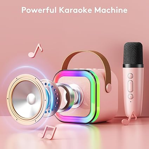 Mini Karaoke Machine with Wireless Microphones