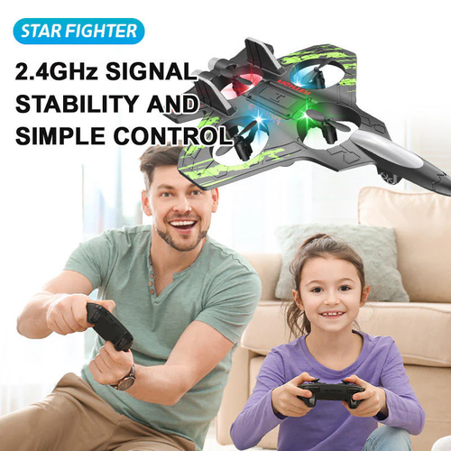 Remote Control Fighter Jet RC Airplane for Kids & Adults with LED Lights | 360° Flip, Stunt Roll Flying