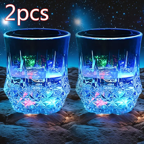 Flash Light Up Cups -2   pcsAutomatic Water Activated LED Glowing