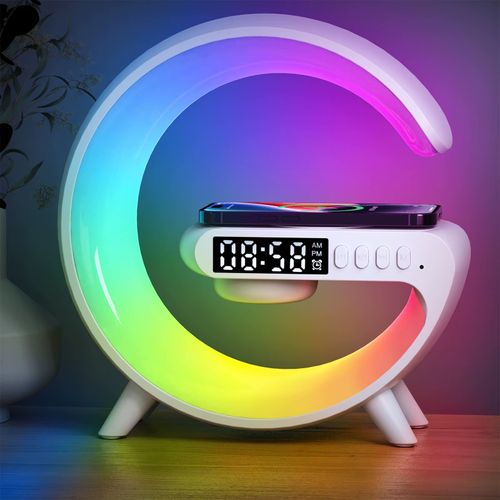 Despertador inteligente con luces de siete colores RGB, tamaño mini y altavoz en forma de G