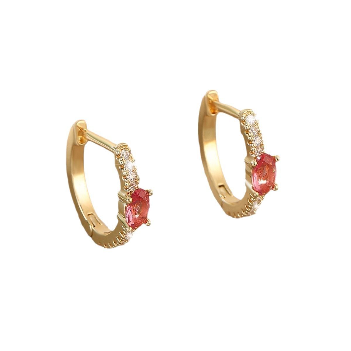 Copper inlaid powder zirconium ear buckle