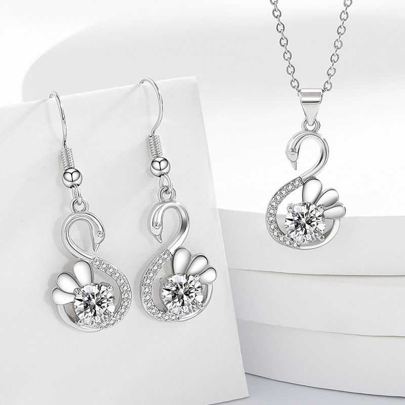 Little Swan Earrings and Necklace Two Piece Set