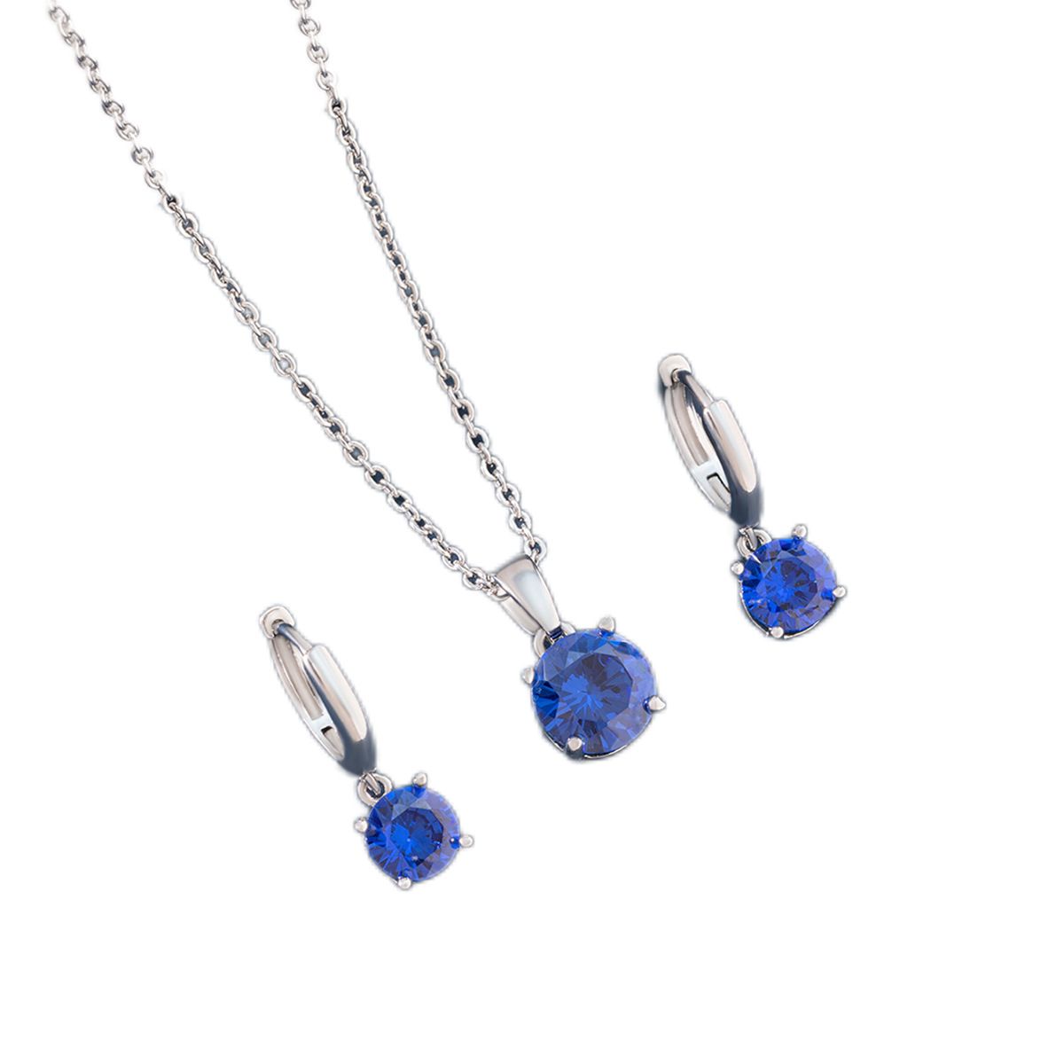Vintage temperament blue zircon necklace earrings two-piece set（New Customers Exclusive）
