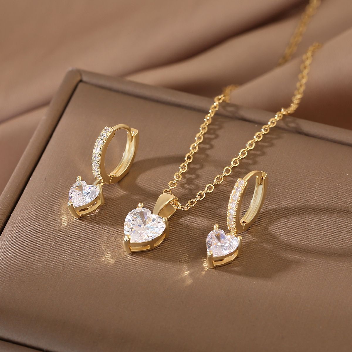 Love pendant earrings necklace three piece set