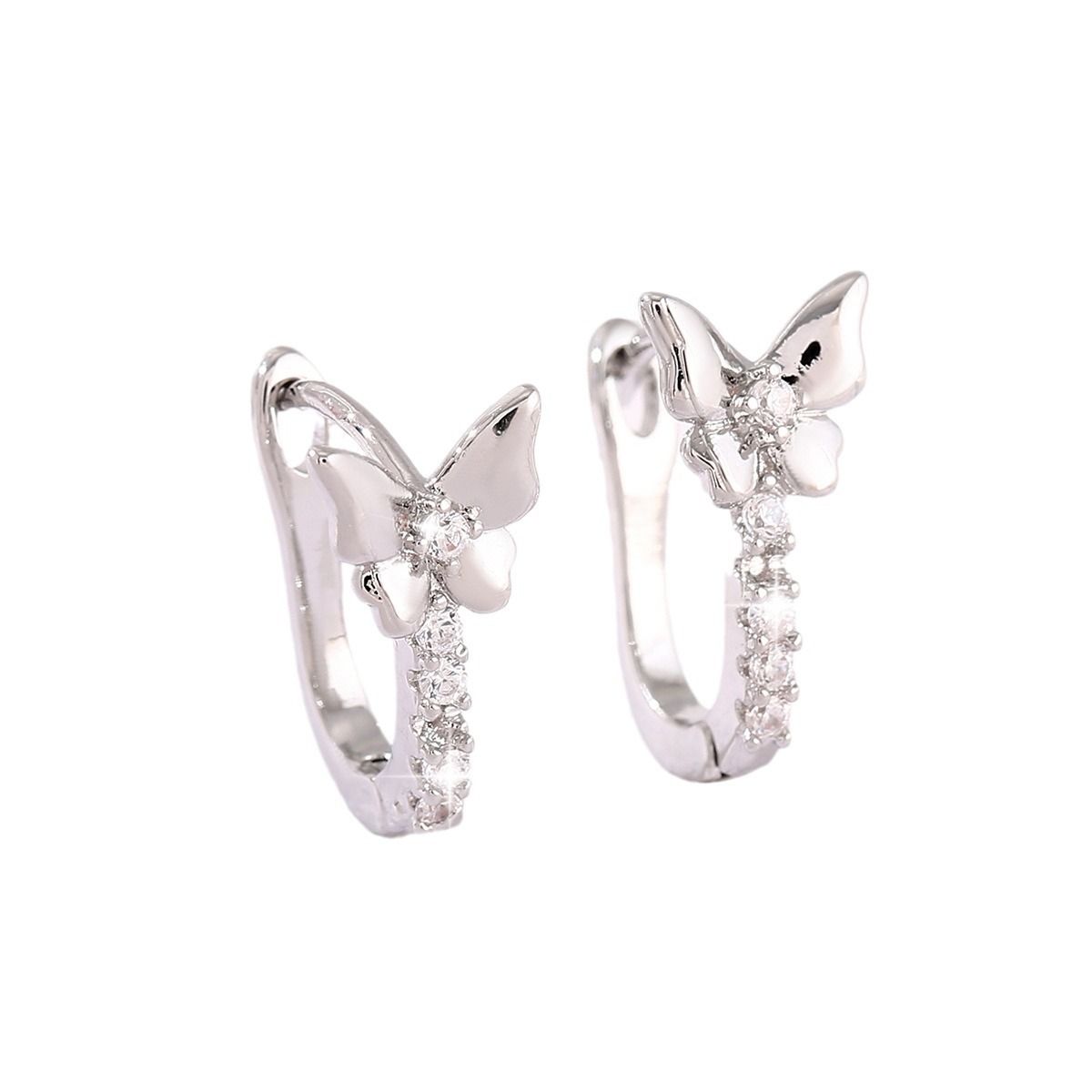 Copper inlaid zirconium U-shaped earrings