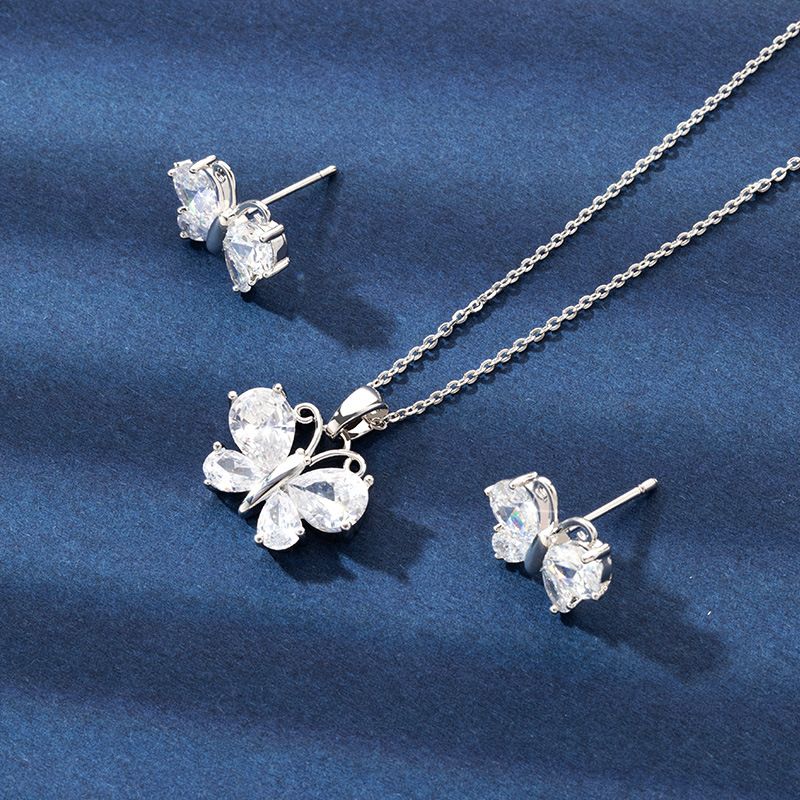 Butterfly necklace earring set
