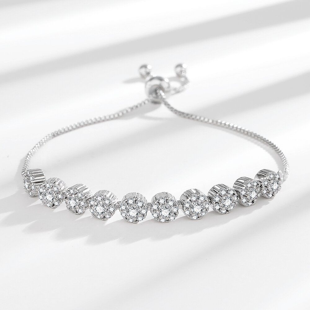 Exquisite micro inlaid zircon silver bracelet