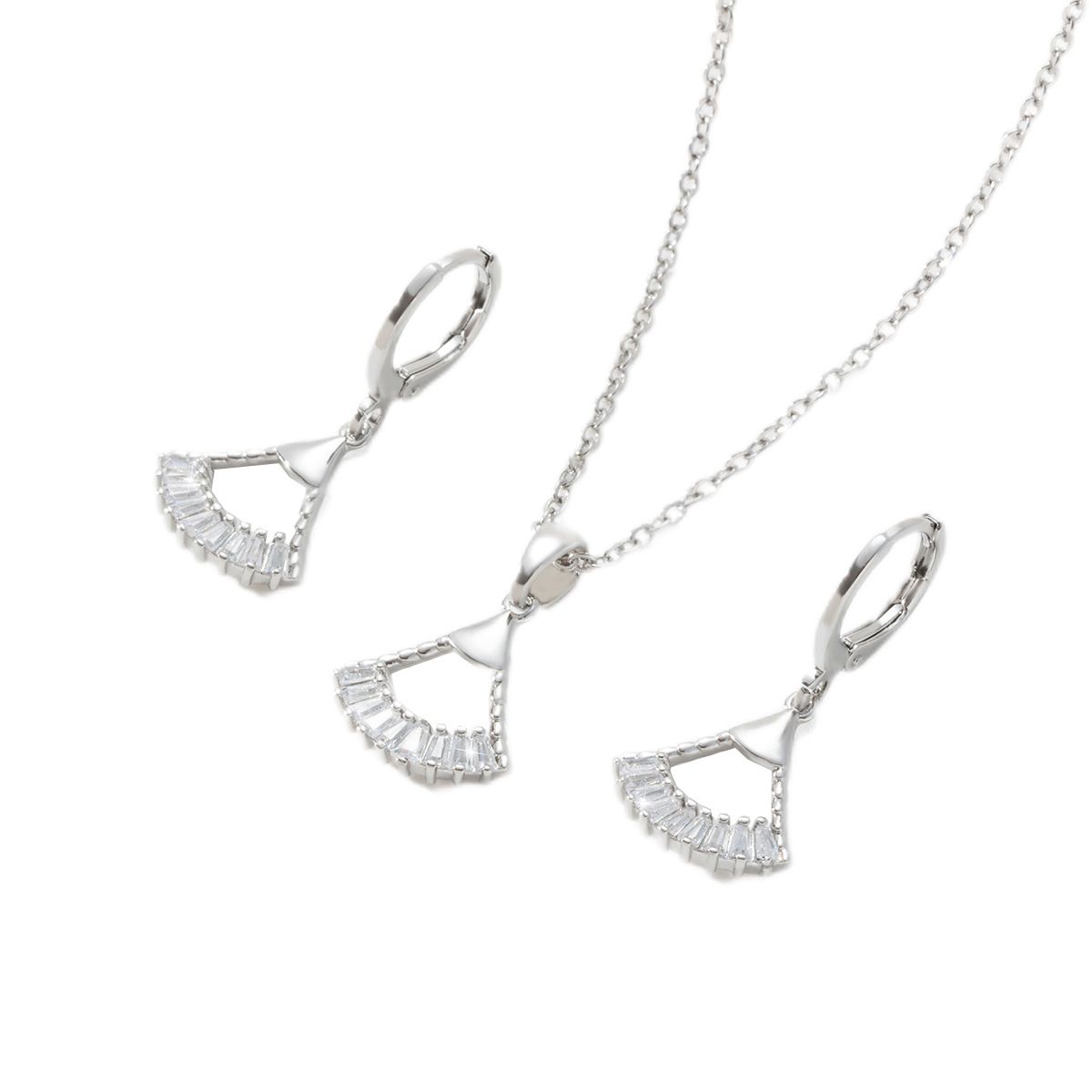Fan shaped earrings necklace minimalist set