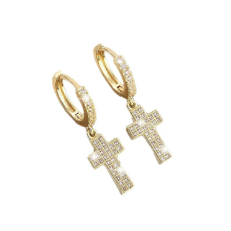 Full zircon cross earrings