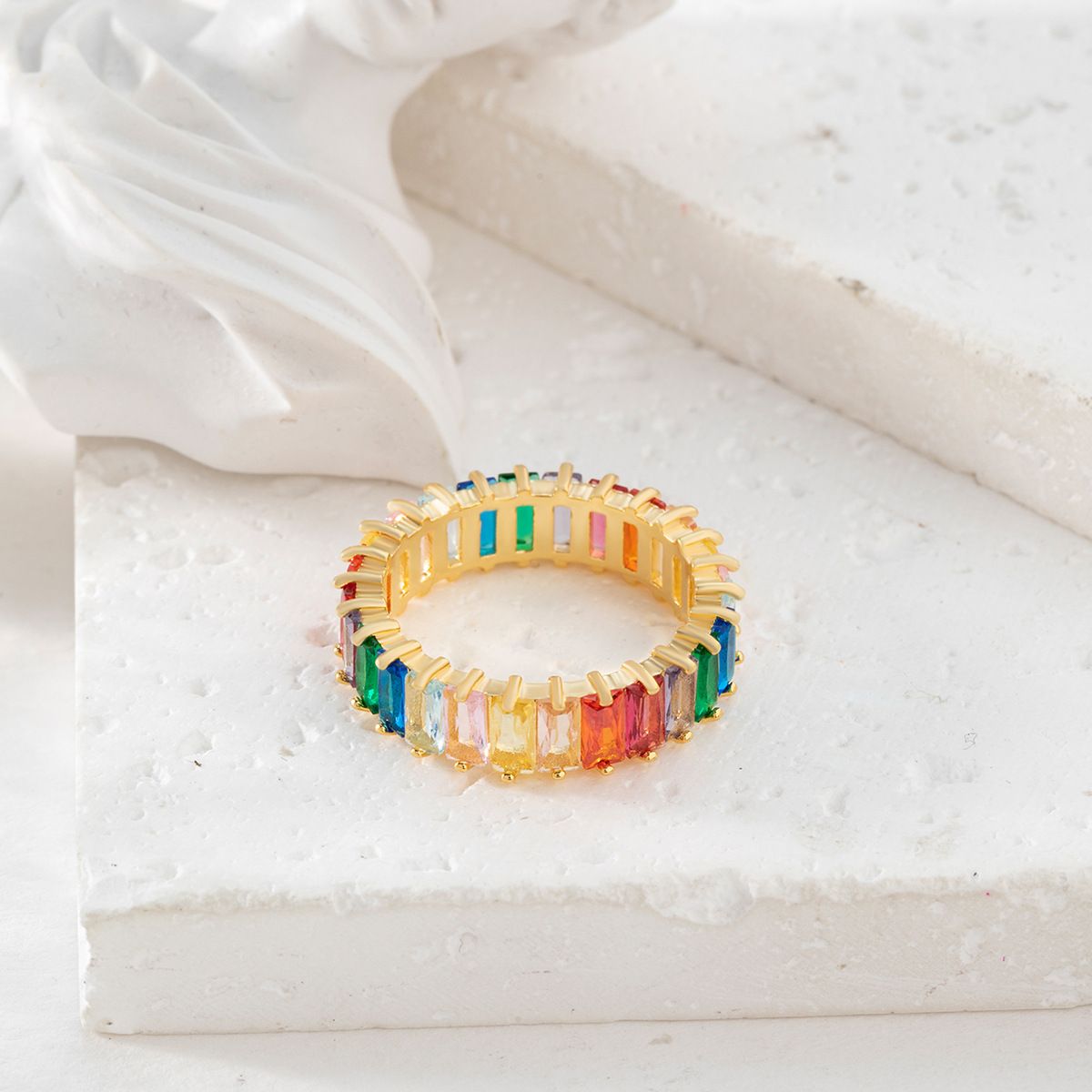 Colorful Square Rainbow Ring
