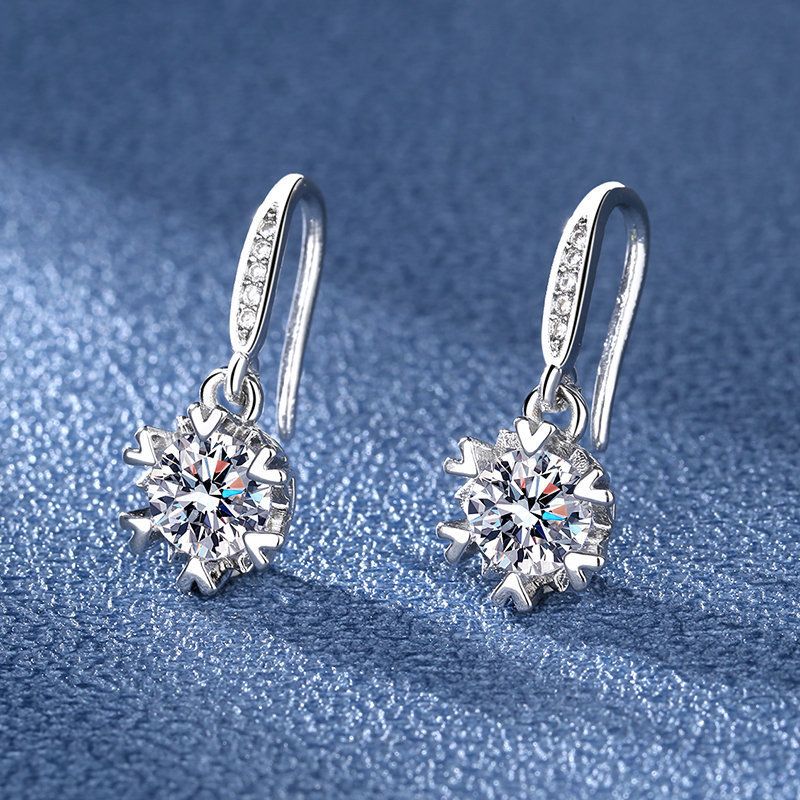Snowflake earrings, zircon earrings