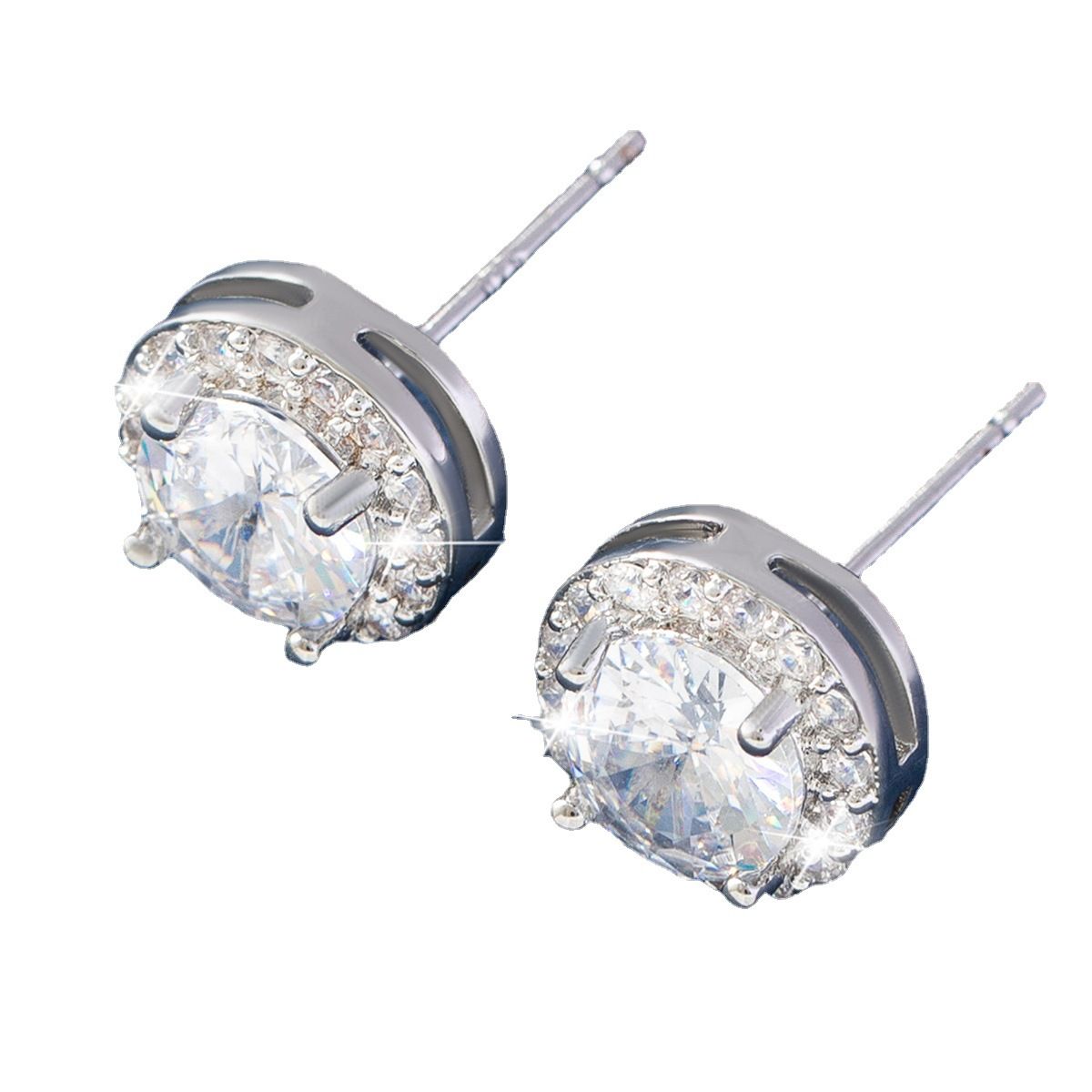 Copper is studded with zirconium stud earrings