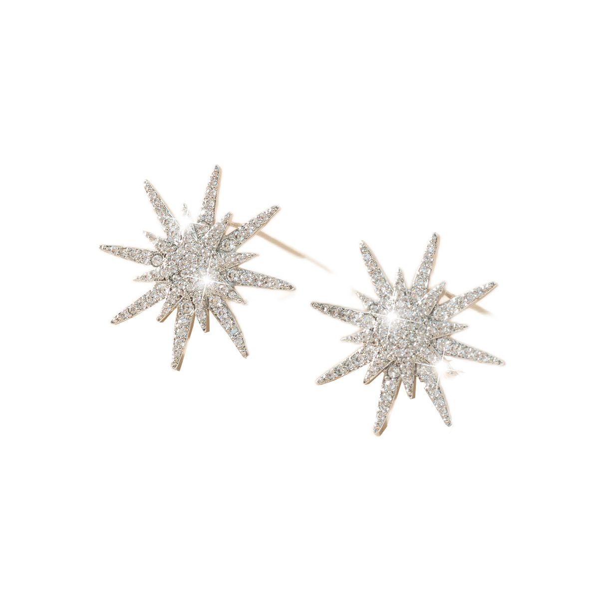 Petal copper inlaid zircon earrings