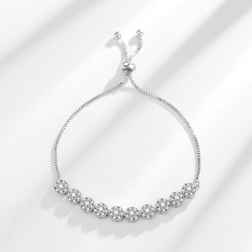 Exquisite micro inlaid zircon silver bracelet