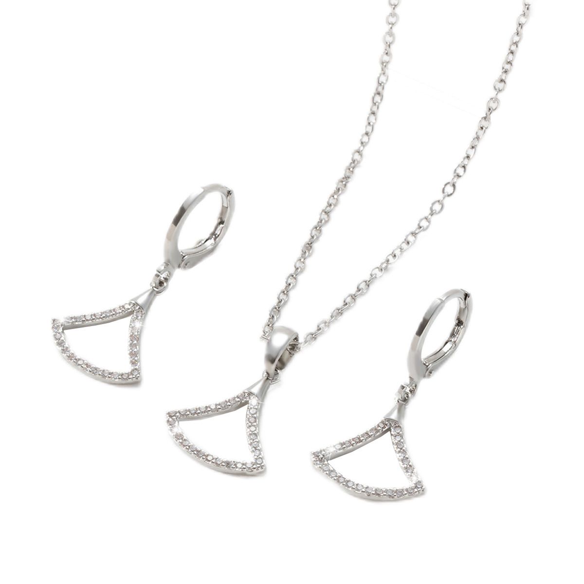 Super Sparkling Zirconia Earrings Necklace Chain Set