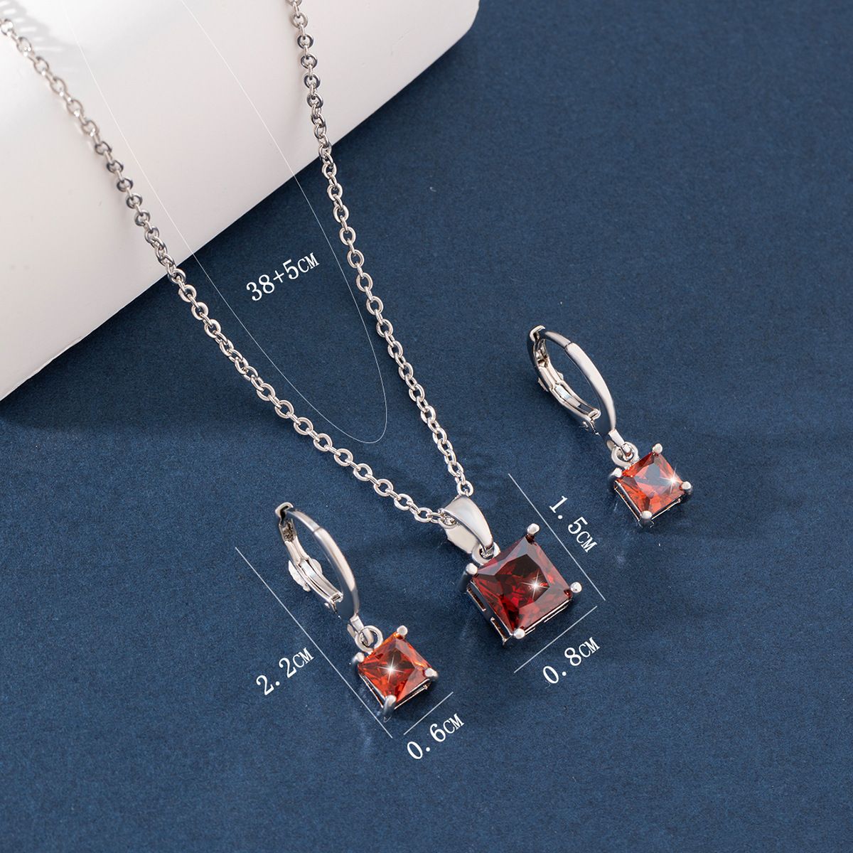 Luxury zircon earrings necklace two-piece set