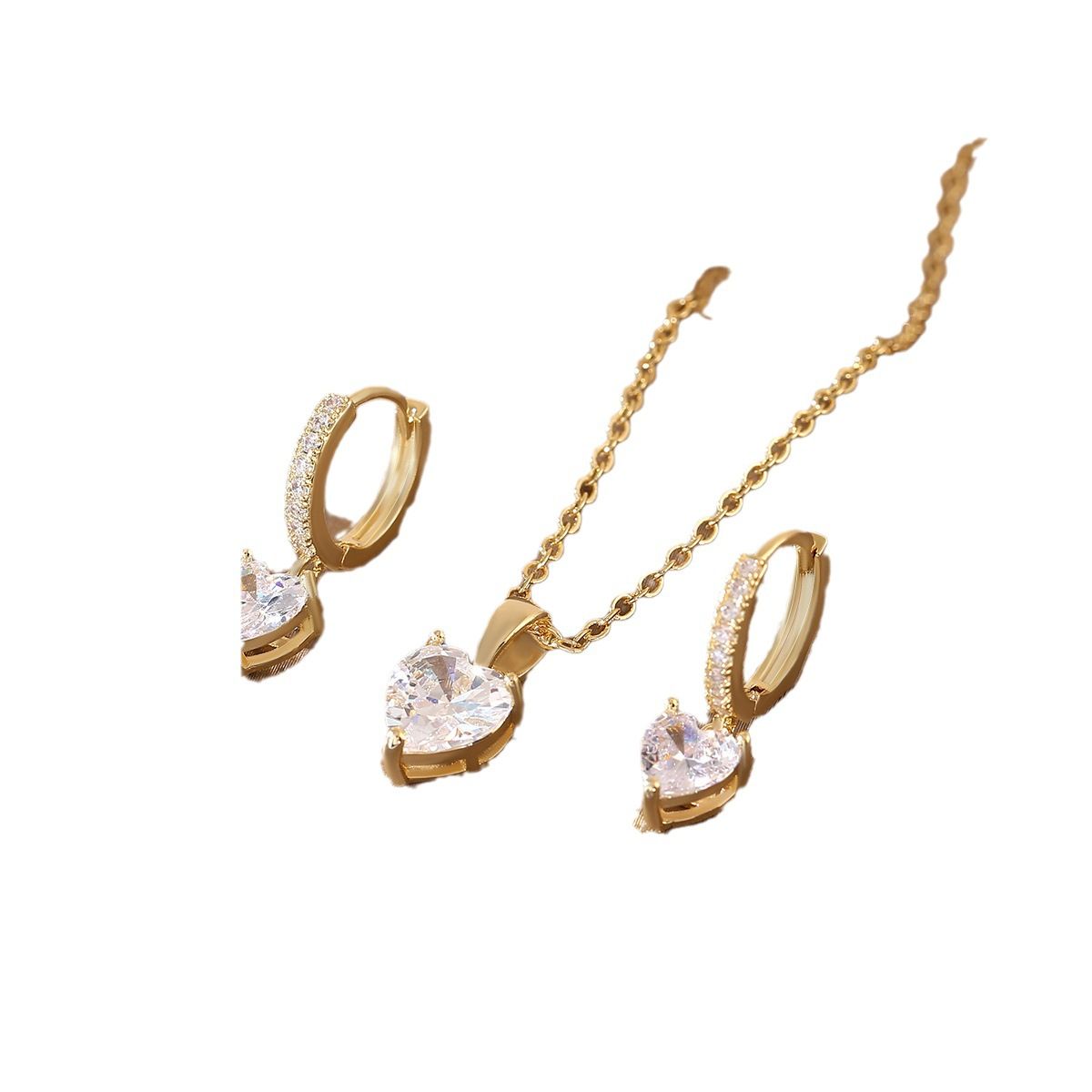 Love pendant earrings necklace three piece set