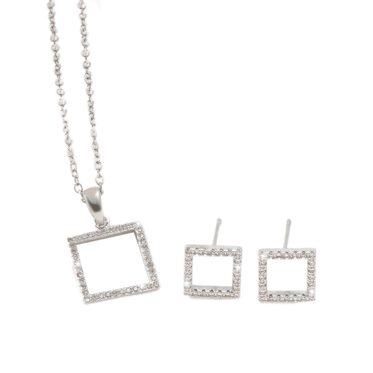 Simple and personalized square earring necklace set