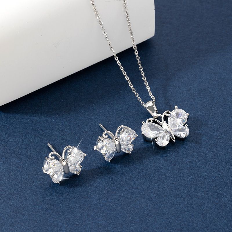 Butterfly necklace earring set