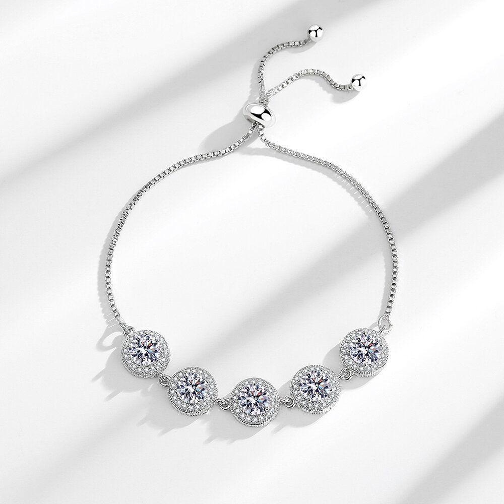 Full Diamond Princess Round Package Zircon Bracelet