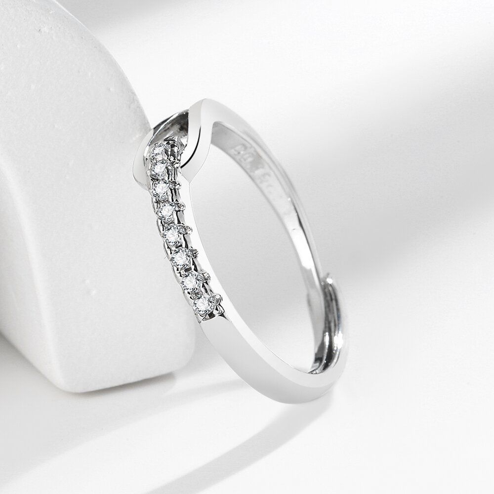 Full Diamond Open Horseshoe Zircon Ring