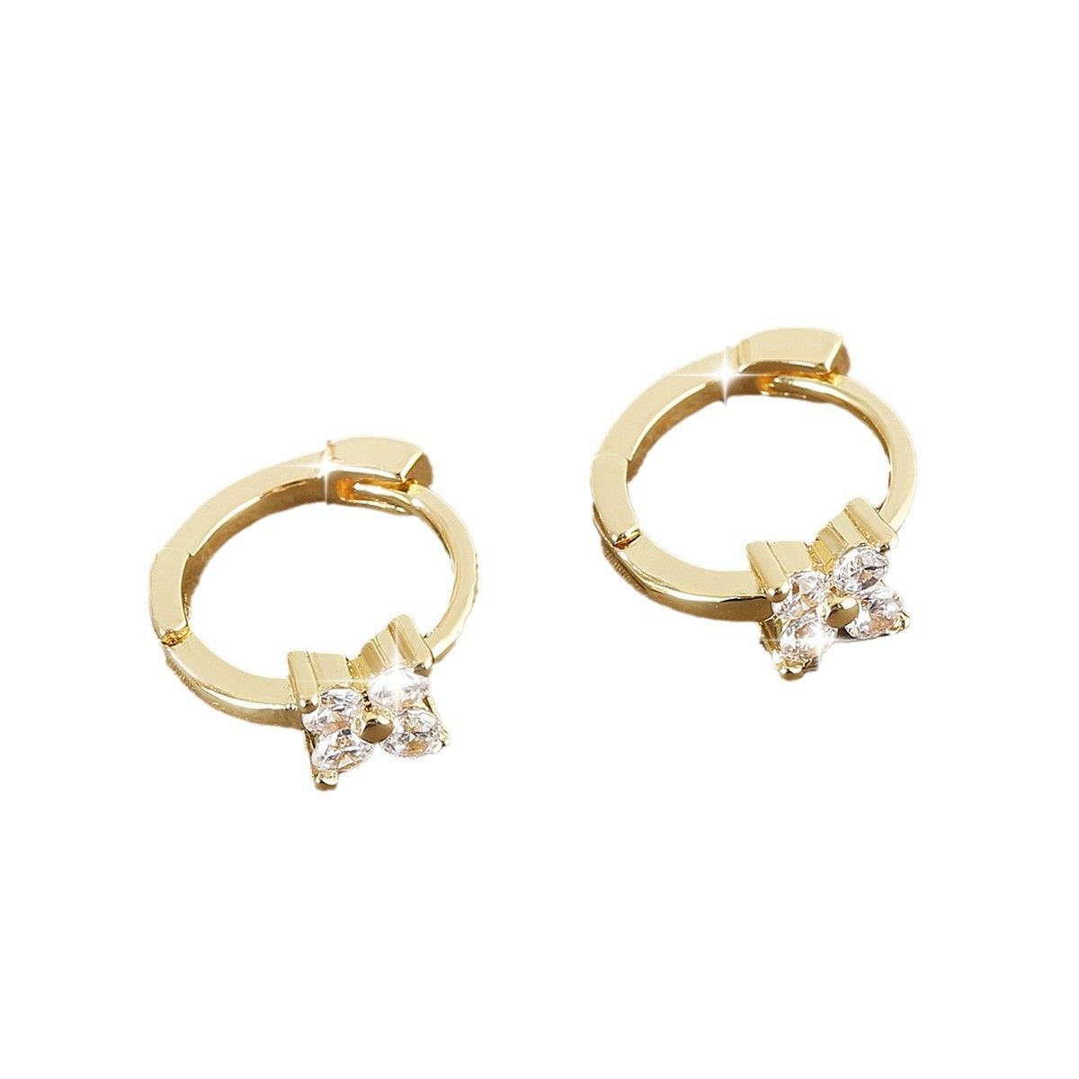 Golden Zircon Small Flower Ring Earrings