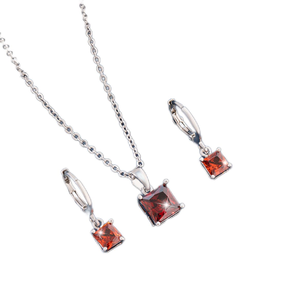 Luxury zircon earrings necklace two-piece set