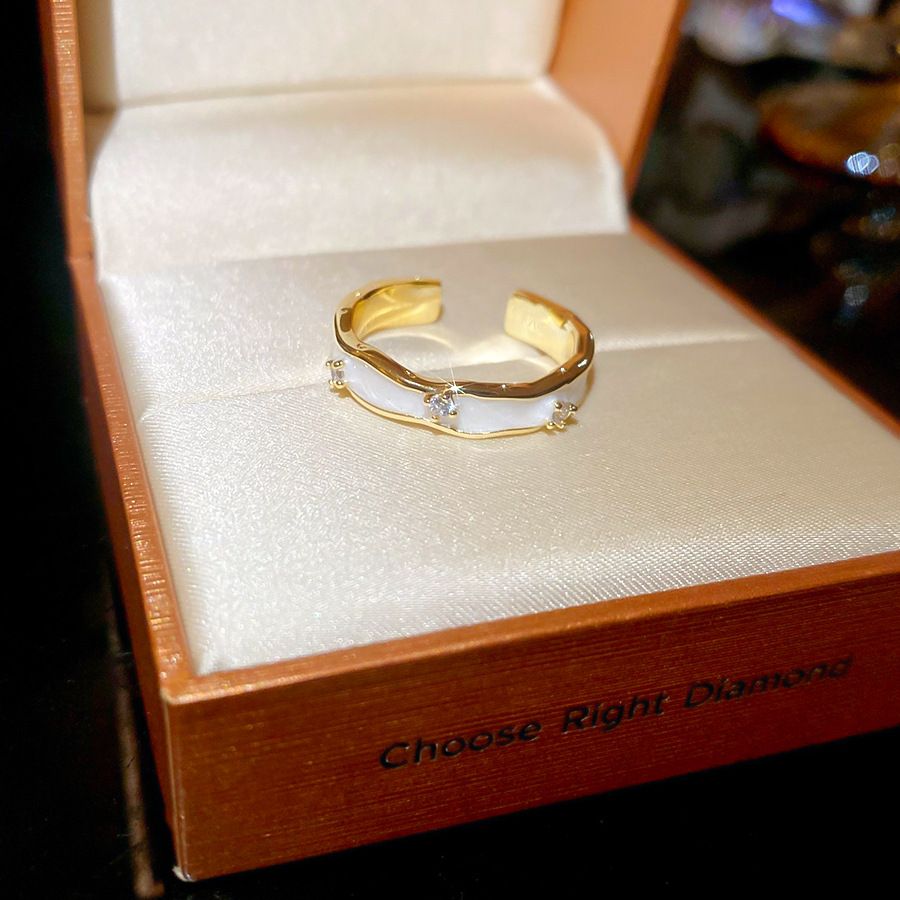 Zircon Drip Oil Circular Open Ring