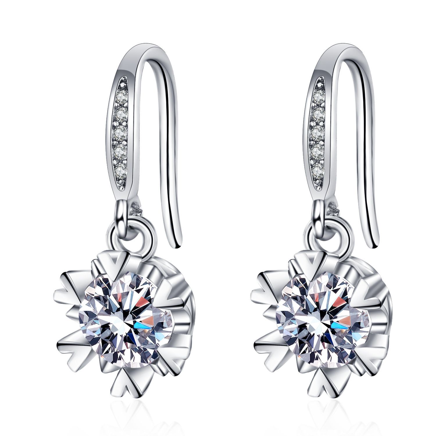 Snowflake earrings, zircon earrings